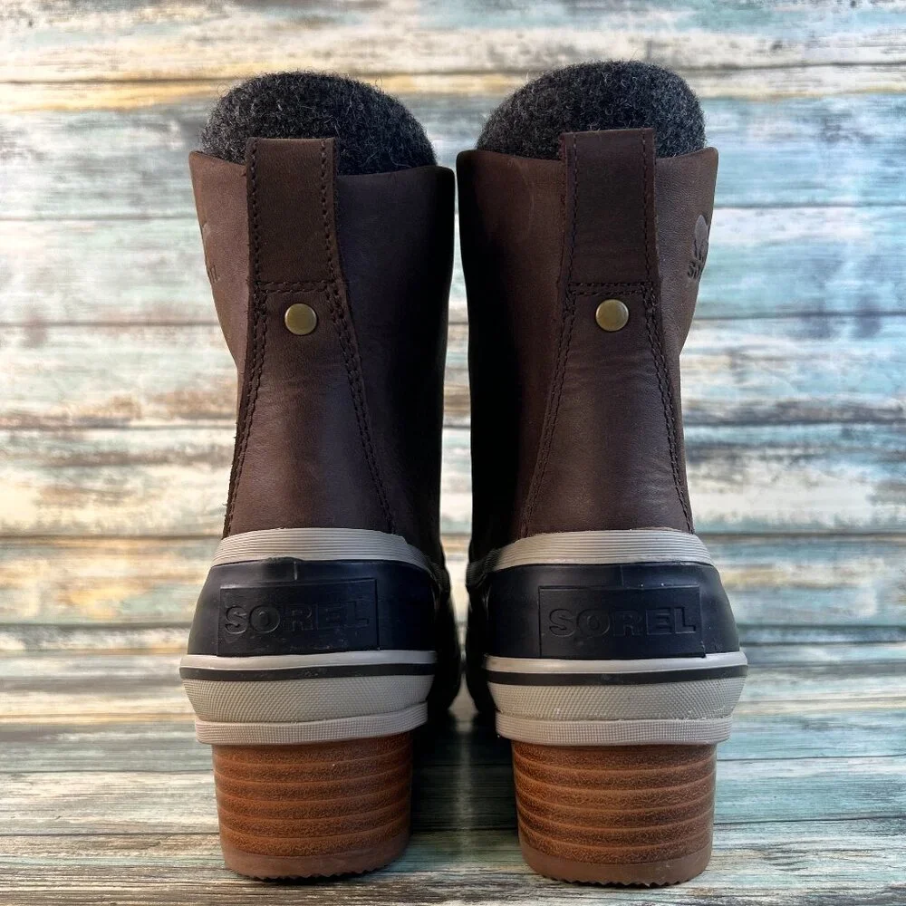 Sorel Slimpack lll Waterproof Winter Boot Womens 8.5 Brown Leather Ankle Lace Up